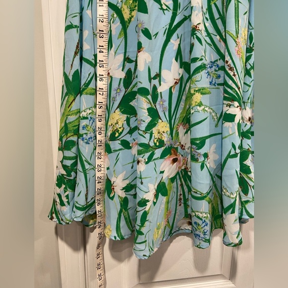 Bobeau Size M Light Blue Floral Elastic Waist Flowy Lined Maxi Skirt - Picture 7 of 10